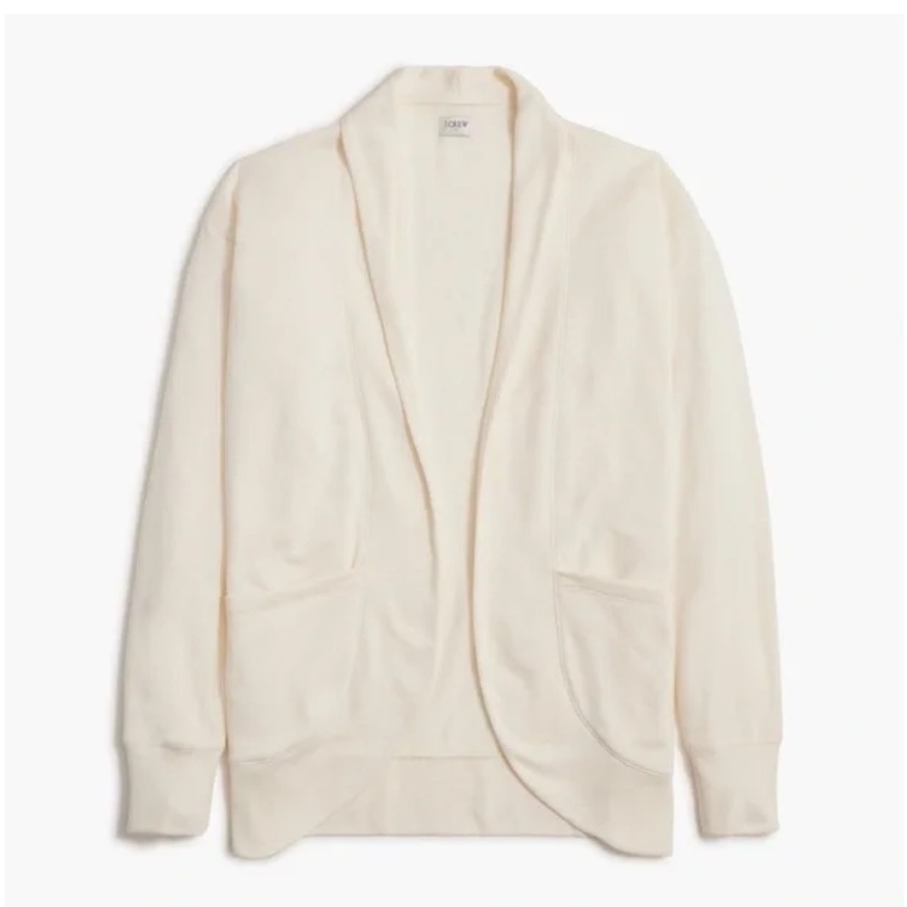 NWT J Crew Factory size Large Cream Modal Knit Open Front Wrap Cardigan Work New